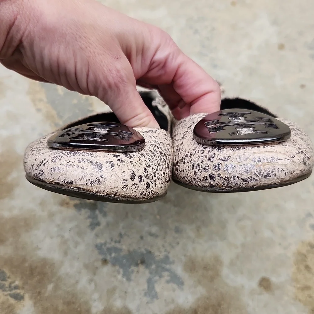 Tory Burch reva pitone Rocha snake flats size 8